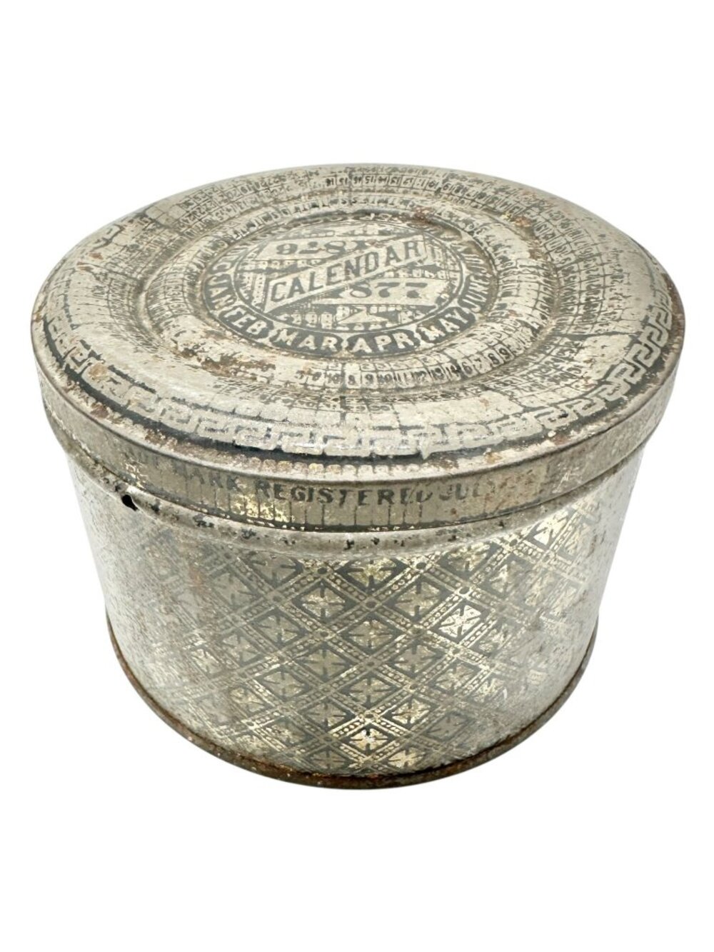 Antique Calendar 1876 1877 Metal Tin Embossed Bryant & May Collectible Storage